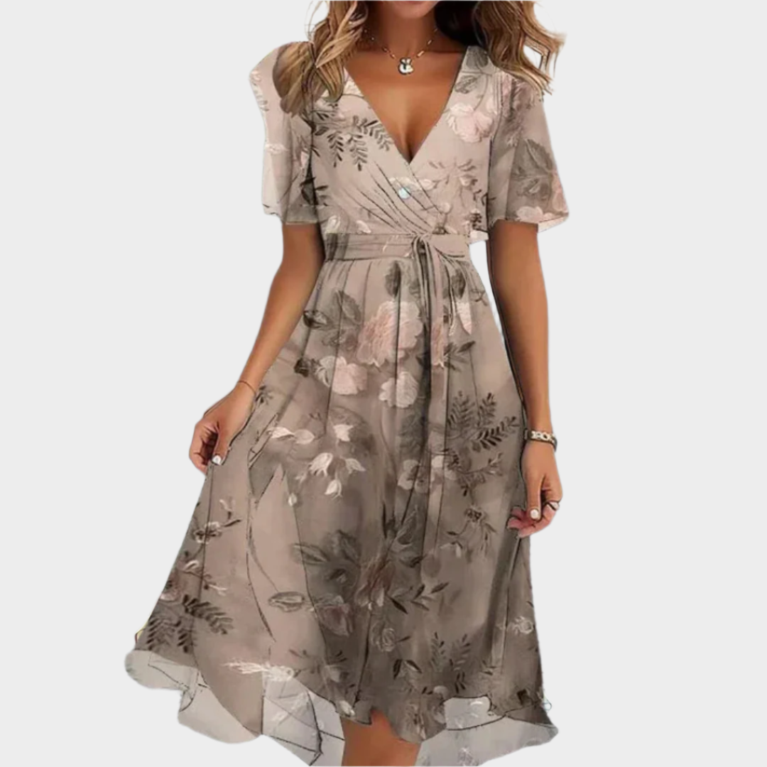 Airy Floral Dress with V-Neckline