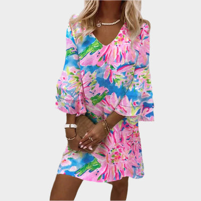 Elegant Pink Mini Dress with Curved Sleeves