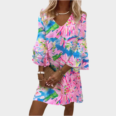 Elegant Pink Mini Dress with Curved Sleeves