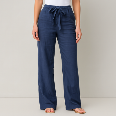 Gwyneth - Elegant Tie Waist Linen Pants