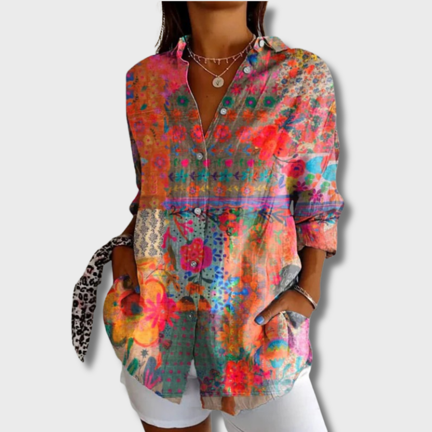Genevieve™ - Vintage Floral Print Blouse