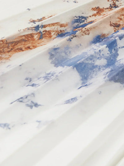 Long Dress with Puff Sleeves and V-Neck