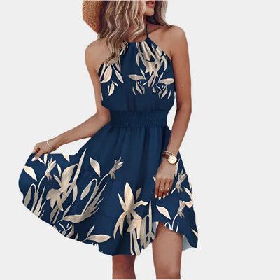 Sexy Mini Dress with Irregular Pattern and Backless Design