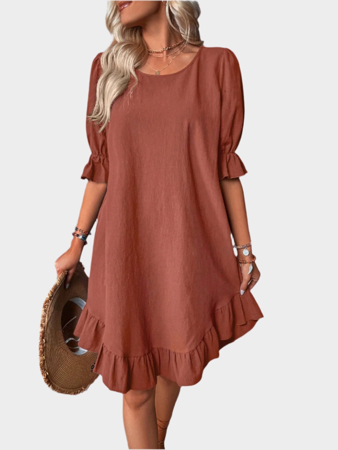 Retro Midi Dress with Comfortable Sleeves
