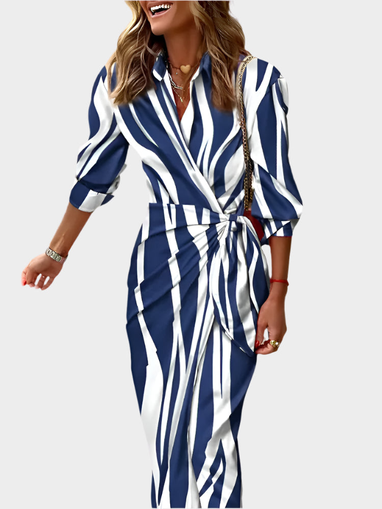 Midi Dress with Striped Design