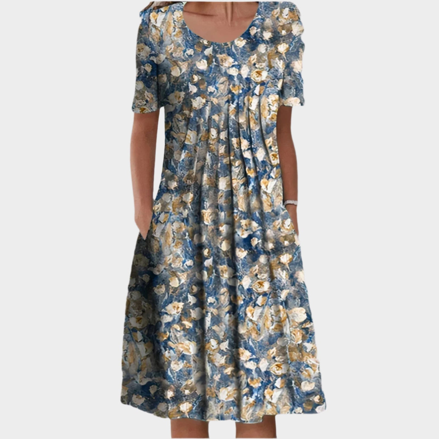 Summer Dress with Floral Stitching