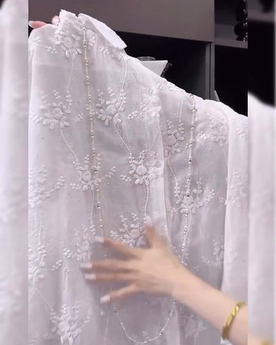 Ella - Embroidered Solid Color Shirt with Dropped Shoulders