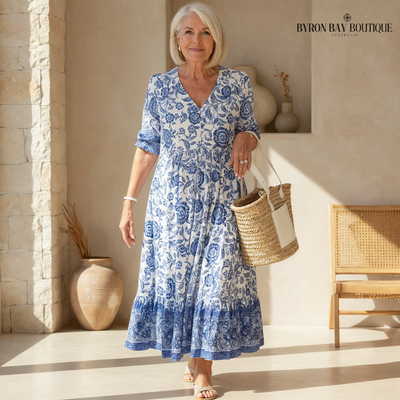 Flora - Elegant Floral Dress with V-Neck