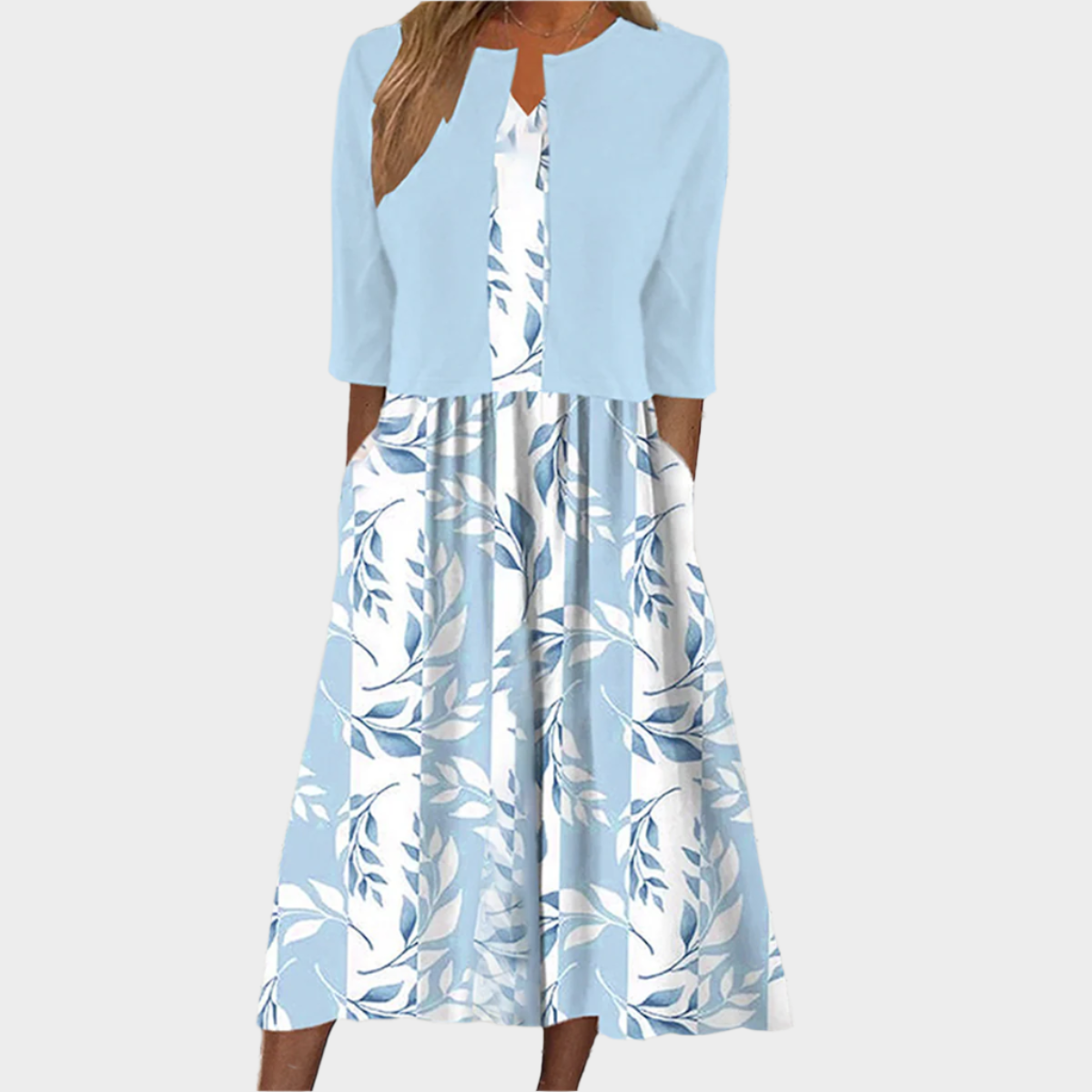 Airy Midi Dress with Elegant Jacket