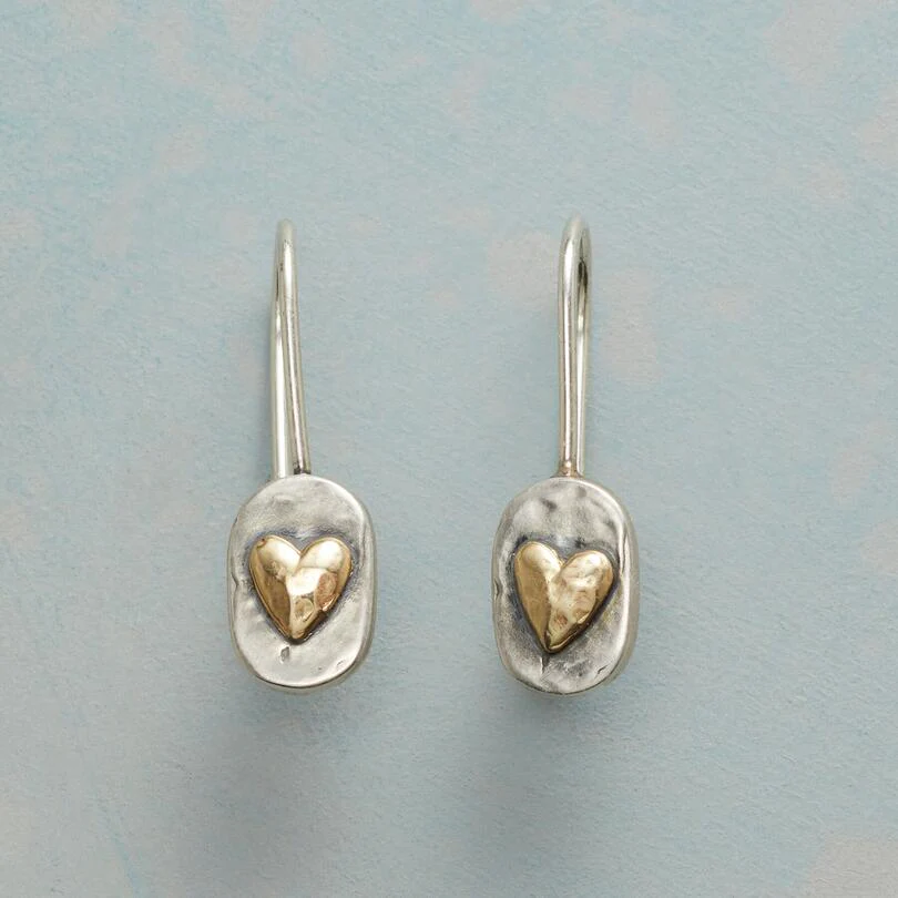 🎁 Vintage Silver Golden Heart Earrings (GIFT) (100% off)